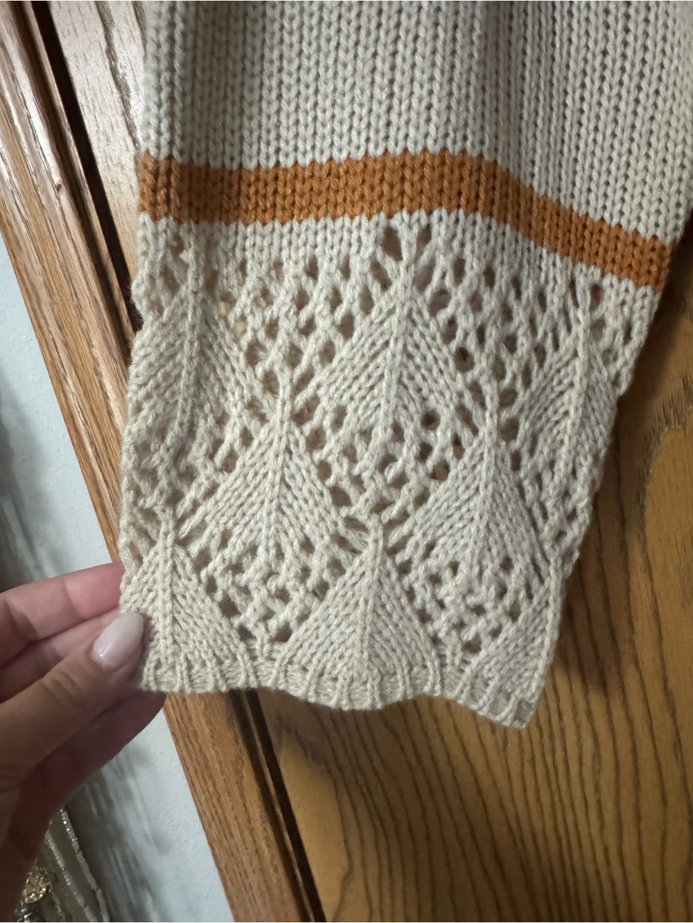 Annie Mixed-Knit Colorblock Crewneck Sweater - Mustard & Cream - Picture 4 of 4
